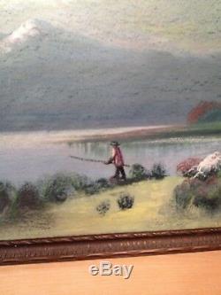 Antique Vintage Alvah Browning Oil Painting Landscape Lake Signed Framed 1920's