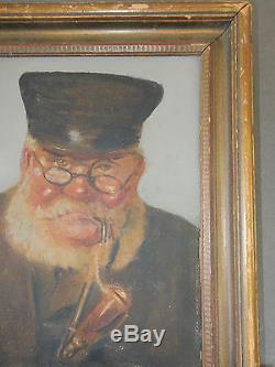 Antique Vintage Martin Browger Oil Painting Sea Sailor Portrait Signed Folk Art