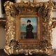 Antique Vintage Oil Painting Portrait Of A French Woman In Harbor Signed Framed