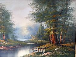 Antique Vintage Oil on Canvas Landscape Painting Signed Edward