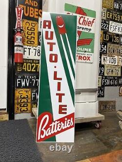 Antique Vintage Old Style Auto Lite Batteries Gas Oil Sign