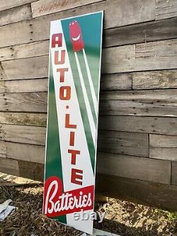 Antique Vintage Old Style Auto Lite Batteries Gas Oil Sign