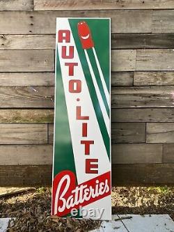 Antique Vintage Old Style Auto Lite Batteries Gas Oil Sign