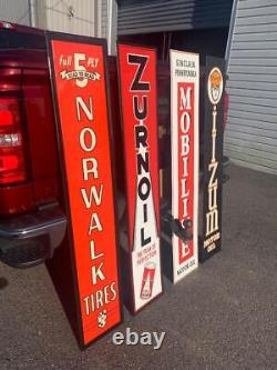 Antique Vintage Old Style Gas Oil Vertical Sign 5ft Tall CHOOSE 2