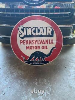 Antique Vintage Old Style Sign Sinclair Pennsylvania Oil 30 Round Made USA