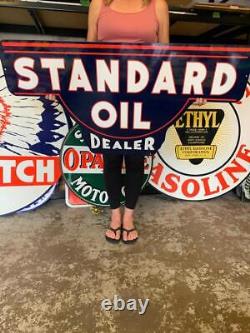 Antique Vintage Old Style Steel Sign Standard Oil Dealer NOT Porcelain Made USA