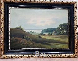 Antique oil on canvas landscape, signed P. FRIIS
