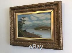 Antique vintage Gilt framed Scottish Highlands Original Signed Oil Painting