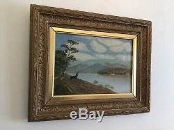 Antique vintage Gilt framed Scottish Highlands Original Signed Oil Painting