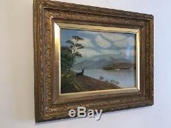 Antique vintage Gilt framed Scottish Highlands Original Signed Oil Painting