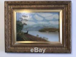 Antique vintage Gilt framed Scottish Highlands Original Signed Oil Painting