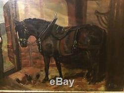 Antique vintage framed and signed original oil painting horses by osborne