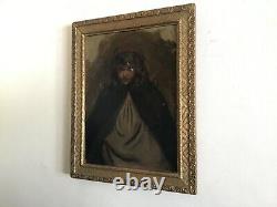 Antique vintage gilt framed 1900s original signed oil painting on canvas