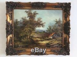 Antique vintage gilt framed original signed oil painting large landscape