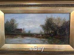 Antique vintage gilt framed original signed oil painting on canvas SUPERB