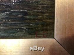 Antique vintage gilt framed original signed oil painting on canvas SUPERB