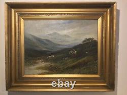 Antique vintage gilt framed original signed oil painting on canvas Scottish scen