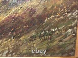 Antique vintage gilt framed original signed oil painting on canvas Scottish scen