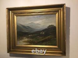 Antique vintage gilt framed original signed oil painting on canvas Scottish scen