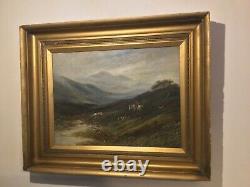 Antique vintage gilt framed original signed oil painting on canvas Scottish scen