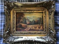 Antique vintage gilt framed original signed oil painting superb Van Veal