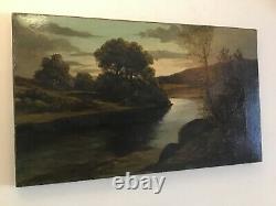 Antique vintage very old original oil painting on canvas signed Otto Richten