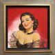 Art Frahm Rare Signed Original Oil Painting Woman Against Red, Pin-up'50s Mc101