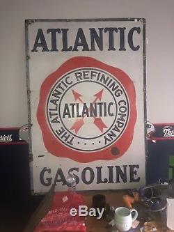 Atlantic Gasoline Vintage Porcelain Gas Sign Gasoline Service Station Oil