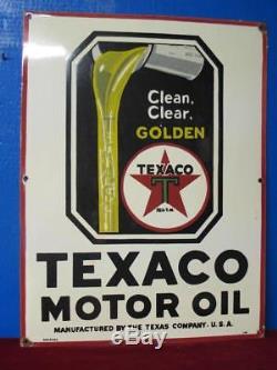 Awesome Vintage TEXACO MOTOR OIL Porcelain Sign