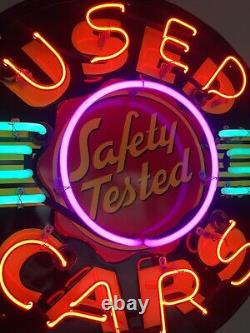 BIG! Neon Sign Safety Tested Used Cars Vintage Style Advertising Gas Oil Car