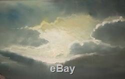 Beautiful Vintage Seascape Oil Painting, Rocky Coast, Signed Clemens NICE