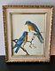Beautiful Vintage Signed Evans Oil On Canvas Blue Birds Of Happiness Painting