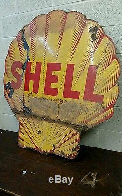 Big Old Vintage Porcelain Shell Gas Oil Sign 46 By 46. (a)