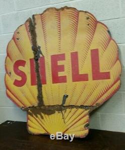 Big Old Vintage Porcelain Shell Gas Oil Sign 46 By 46. (b)