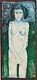 Billy Childish Painting Signed Hamper Of Woman Female Nude Blue Vintage Vintage