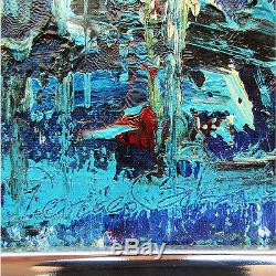 Bold Signed Vintage Abstract Expressionism Art Mid-century Modern Oil Painting