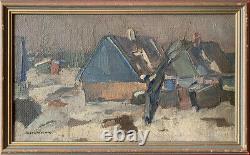 CARL BERNDTSSON (19021983) MID 20th CENTURY SWEDISH OIL HOUSES WINTER L/SCAPE