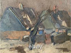 CARL BERNDTSSON (19021983) MID 20th CENTURY SWEDISH OIL HOUSES WINTER L/SCAPE