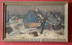 CARL BERNDTSSON (19021983) MID 20th CENTURY SWEDISH OIL HOUSES WINTER L/SCAPE