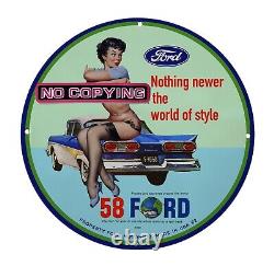 CAR OIL Ford 1958 PORCELAIN VINTAGE STYLE GAS PUMP SIGN