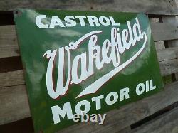 CASTROL porcelain sign advertising vintage gas 24 USA Wakefield motor oil pump