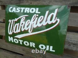 CASTROL porcelain sign advertising vintage gas 24 USA Wakefield motor oil pump