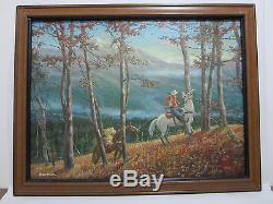 COWBOY HORSE WESTERN Vintage Painting George Bowman Listed Artist Signed