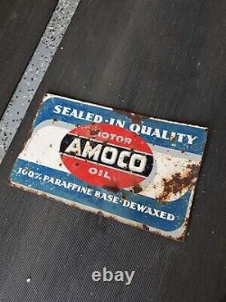 C. 1949 Original Vintage Permalube Motor Oil Sign Metal Amoco Premium Gas Station