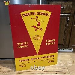 C. 1960s Original Vintage Champion Chemicals Sign Metal Boxer Dealer Sign Gas Oil