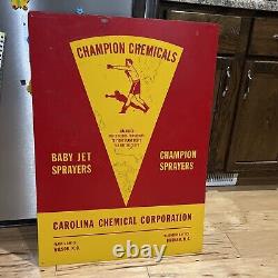 C. 1960s Original Vintage Champion Chemicals Sign Metal Boxer Dealer Sign Gas Oil