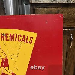 C. 1960s Original Vintage Champion Chemicals Sign Metal Boxer Dealer Sign Gas Oil