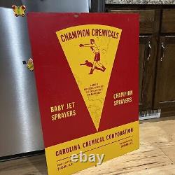 C. 1960s Original Vintage Champion Chemicals Sign Metal Boxer Dealer Sign Gas Oil