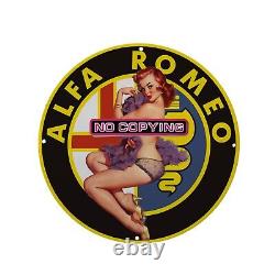 Car Oil Alfa Romeo Porcelain Vintage Style Gas Pump Sign