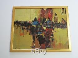 Don Shreves Painting Abstract Expressionism Modernism 1960's Street Scene Vntg